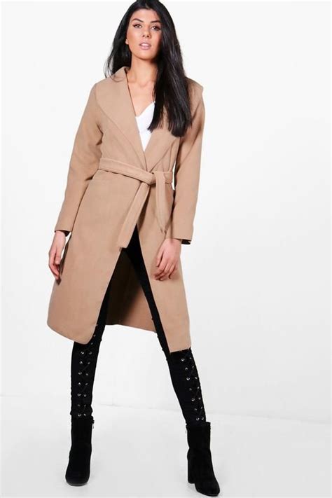 Shop 33 top longline camel coat and earn cash back all in one place. Belted Wool Look Shawl Collar Coat | Boohoo UK | Shawl ...