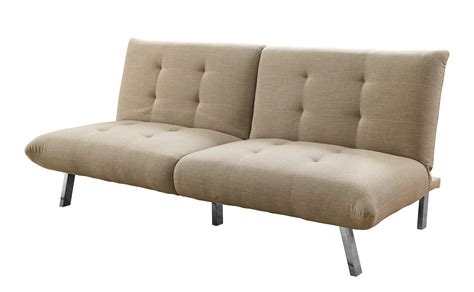 Winged armrest for optimal comfort and style. Furnituremaxx SAND LINEN SPLIT BACK CLICK CLACK FUTON