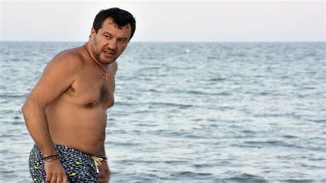 Matteo salvini, the italian interior minister and a deputy prime minister, at a police convention in as interior minister and deputy prime minister, mr. Processo a Salvini, lui si consola con il bagno al Papeete