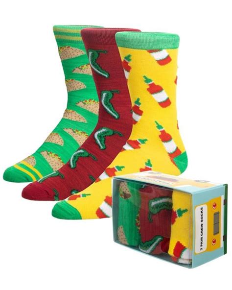 Skip to the end of the images gallery. Buy Merchandise Taco-Themed Crew Socks 3 Pack | eStarland ...