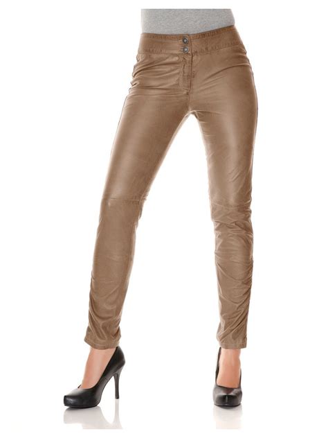 Des pantalons en cuir et simili pour femme. Pantalon slim femme en cuir, aspect usé - helline