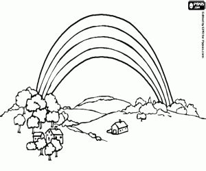 750 x 531 jpg pixel. Kleurplaat Een landschap met een regenboog kleurplaten