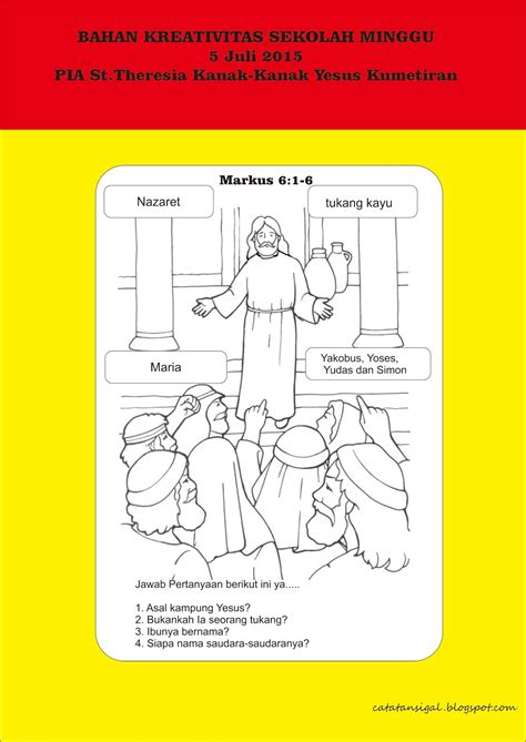 2 aktivitas dan keterampilan anak. Catatan SiGal: Bahan Kreativitas Sekolah Minggu 5 Juli 2015 PIA St.Theresia Kanak-kanak Yesus ...