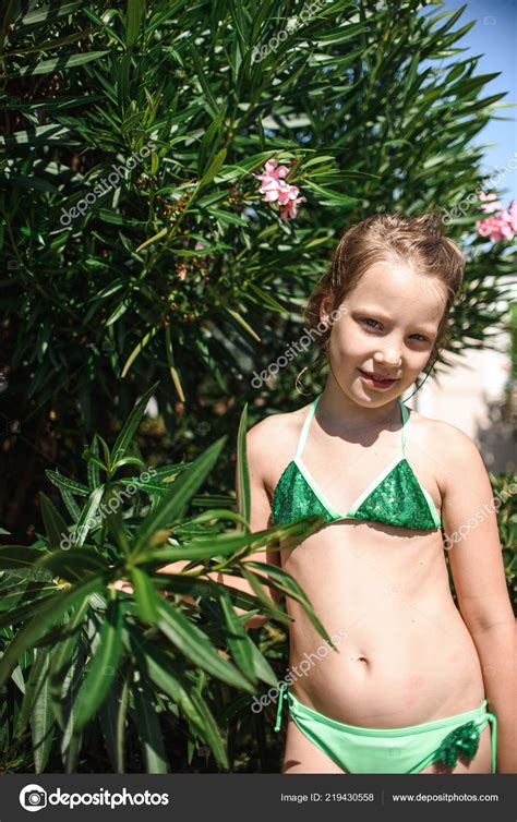 Girls day sojin darling | tumblr. Little Girl Swimsuit Standing Green Bushes Sunny Day ...