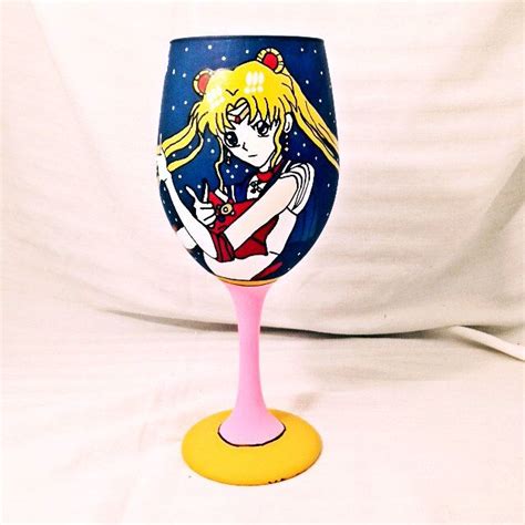 The moon wine glass is made of ms. Sailor Moon Inspired Hand Painted Wine Glass (With images ...