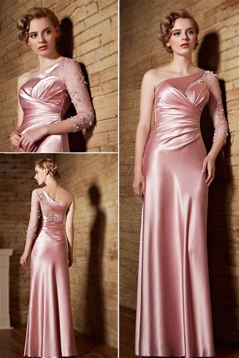 Prix réduit prix €28,02 prix régulier prix unitaire / par. Robe empire rose carnation asymétrique avec une manche ...