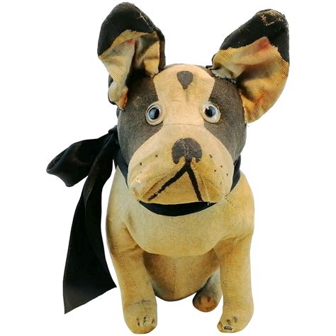 Favorite french bulldog toys that my dog loves to play with. French Bulldog toy, 1930s made of linen, Art Deco dog ...