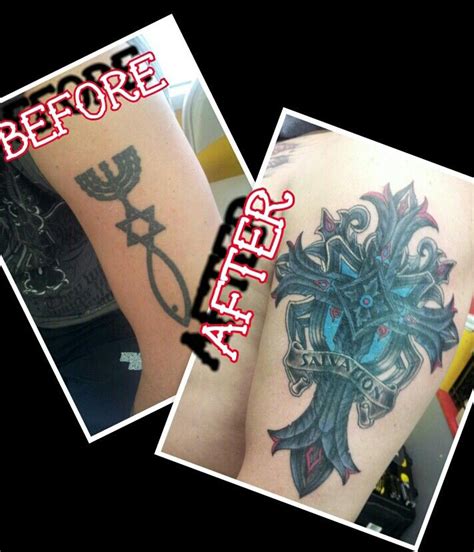 If you have ever brought up the idea of getting a tattoo to your parents, you were probably met with something along the lines of, you're going to regret that tattoo when you're older.. Cross cover up | Cover up, Tattoos, Cover