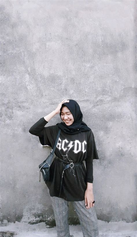Maybe you would like to learn more about one of these? Hijab style outfit of the day inspiration for teenager 2020 using band t shirt #ootd #hotd # ...