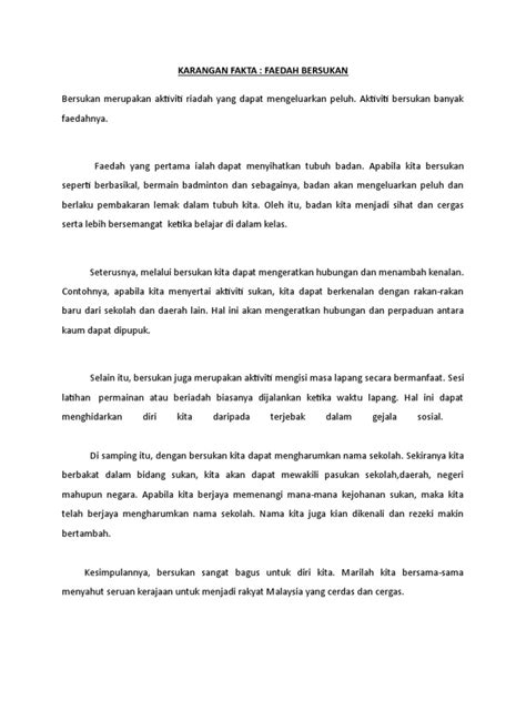 Pentingnya aktiviti beriadah dan untuk menguruskan kawasan gua ikan membangun sebagai. Aktiviti Riadah Karangan