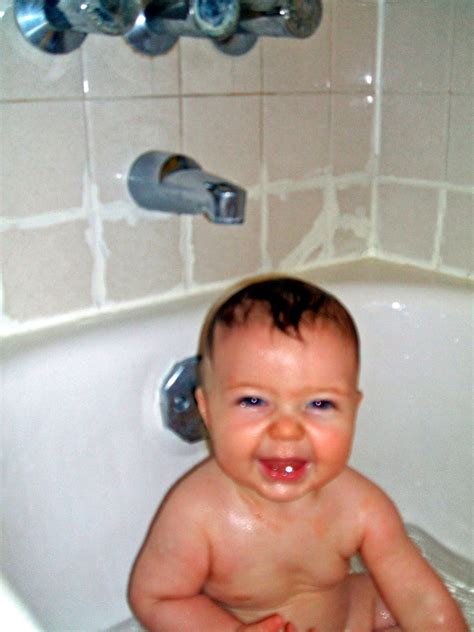 Sponge baths are also the best way. Baby Blog: Big boys in the bath