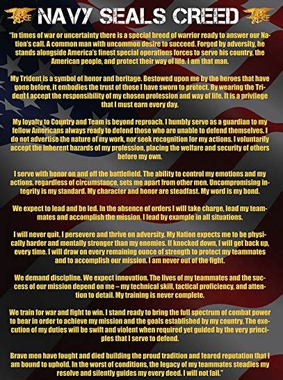 We did not find results for: Navy SEAL Creed / Ethos / Mottos: A Collection Of 5 SEAL ...