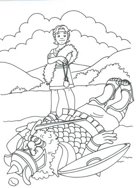 David is another illustration in our new bible heroes coloring book. David And Goliath Coloring Page Printable in 2020 | Sunday ...