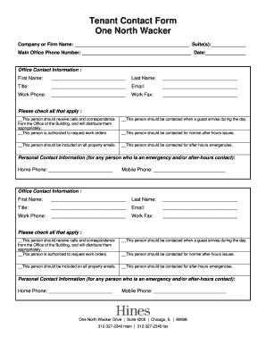 You can select a fixed donation amount, add a custom. Fillable Online Tenant Contact Form One North Wacker Fax Email Print - PDFfiller