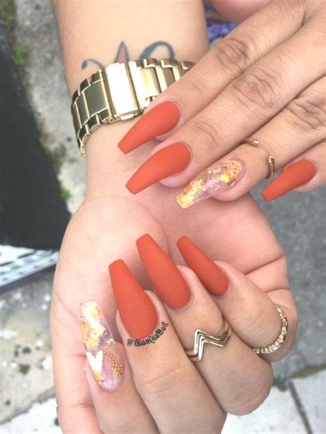 Ombre coffin acrylic nails with crystals. 8+ Deep Orange Acrylic Nails Coffin nails are angular ...