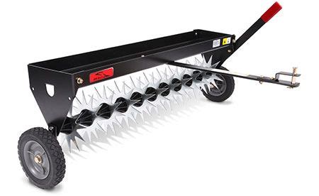 You just use the rake to steady your aerator and give yourself a brace for pushing it into the ground. Brinly tow behind spike aerator | Aerate lawn, Aerator ...