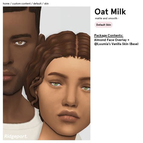 Use javascript to turn on and off the overlay effect Oat Milk Default Skin at Ridgeport » Sims 4 Updates