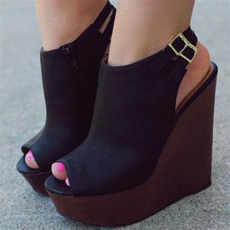 Shoespie Black Slingbacks Wedge Sandals | Heels, Boots, Wedge shoes