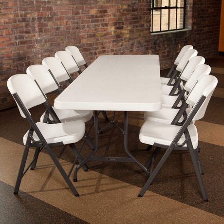 Constructed with sturdy smooth powder coated steel tube legs, this table and chairs set features a polypropylene surface that is easy to care for, simply wipe down and let air dry as needed. Lifetime 8-Foot Commercial Folding Table (4-pack ...