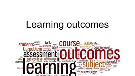 A sample of how outcomes are addressed, demonstrated and evaluated program. Learning Outcomes Overview - YouTube