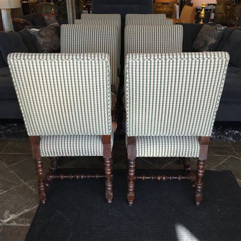 24 l x 17 w x 18 h in.high density foam, contains no added. Custom Gingham Chairs with Turned Legs- Set of 8 | Chairish