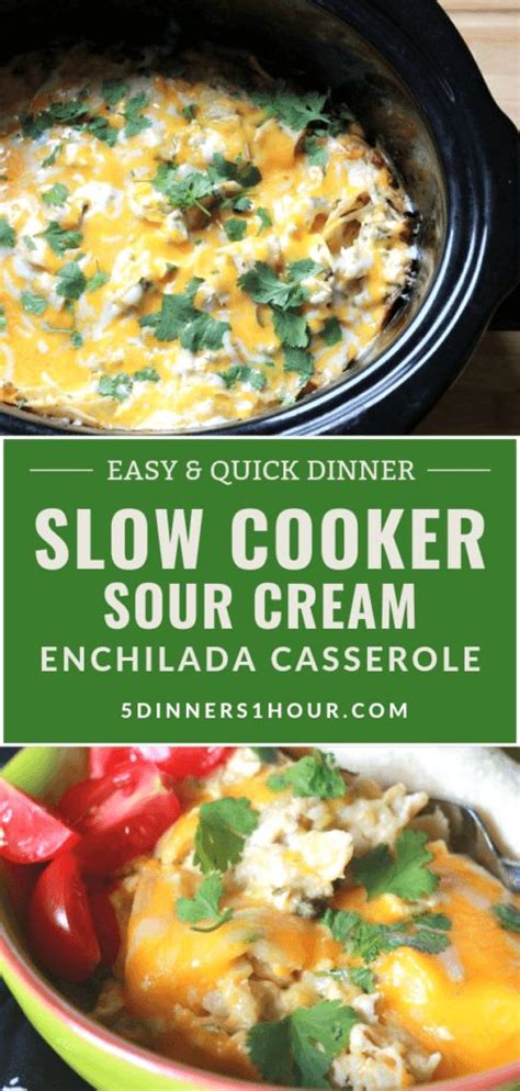 Sour cream chicken enchiladascopykat recipes. Slow Cooker Sour Cream Enchilada Casserole - 5 Dinners In ...