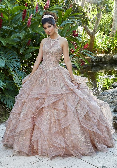 Rose gold pink, champagne gold. Flounced Rose Gold Quinceañera Dress by Morilee | Morilee ...