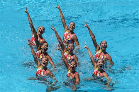 Speedskating sport climbing squash surfing swimming synchronized swimming. Synchronized swimmers compete in Rio de Janeiro