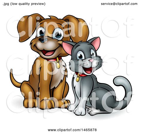 Have some socially distanced painting and fun with some ladies and help some dogs! Clipart of a Cute Puppy Dog and Cat Sitting - Royalty Free Vector Illustration by ...