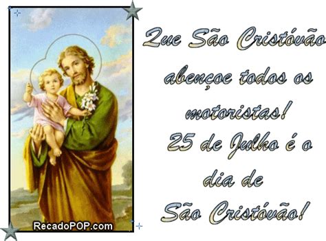 Reza a lenda ainda que são cristóvão era filho de um rei pagão, onde depois de seu nascimento acabou dedicando a criança ao deus apolo e teria o cada um deles, porém conta com a ajuda de são cristóvão para conseguir os carregar em meio a estradas perigosas. Mensagens de Dia de São Cristóvão para Facebook