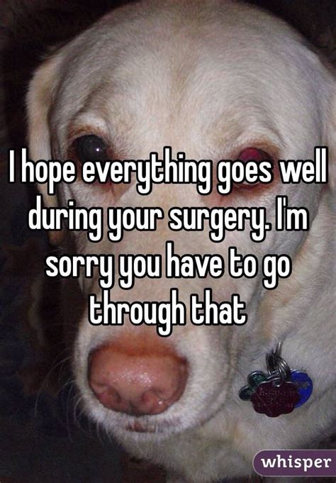 This answer closely relates to: I hope everything goes well during your surgery. I'm sorry ...