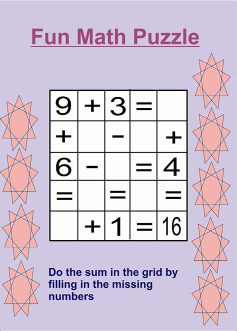 Puzzles are both fun, and improve problem solving skills. Maths Puzzles for Kids | Maths puzzles, Fun math, Math for ...