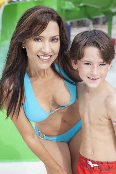 Mother Son Woman Boy Child Family Water Park — Stock Photo ...
