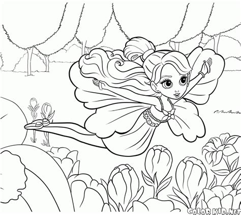 Download or print the image below. Coloring page - Fairy in flight
