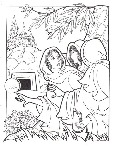 Coloring pages for toddlers, preschool and kindergarten. Mary Madeline at the empty tomb | Sunday school coloring ...