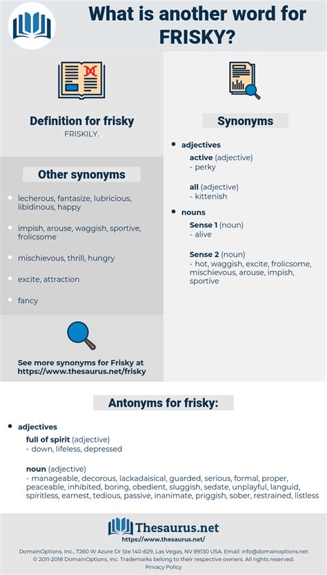 Find all the synonyms of the word languishing presented in a simple and clear manner. Synonyms for FRISKY - Thesaurus.net