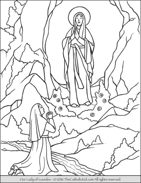 This beautiful rosary pouch features the image of our lady of fatima with the three visionaries on the front and on the back is a decorative picture of a rosary. Mary Archives - The Catholic Kid - Catholic Coloring Pages ...