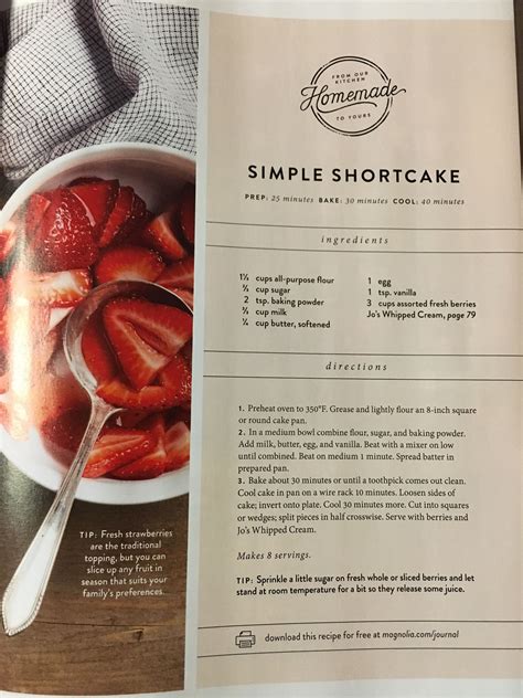 The magnolia journal has plenty of joanna gaines recipes, but this blueberry mascarpone tart had me hooked! Joanna Gaines Shortcake | Strawberry shortcake recipes ...