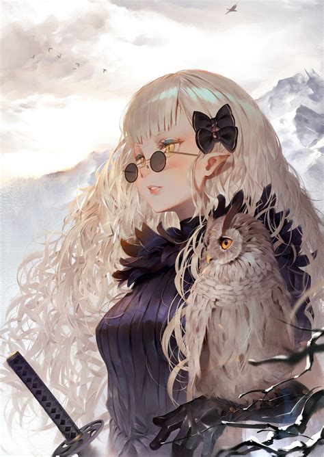 Therefore, it only fair to share another set of anime characters with their brilliantly colored white hair in all of its glory. Wallpaper : anime girls, mountains, sword, katana, gloves ...