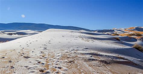 Snowfall covered parts of the sahara this weekcredit: Sahara desert hit by icy blast and snow blankets parts of ...