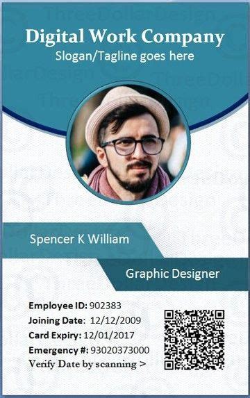 This card also has a barcode for scanning into the work premises. Microsoft Word Id Card Template New Employee Id Card ...