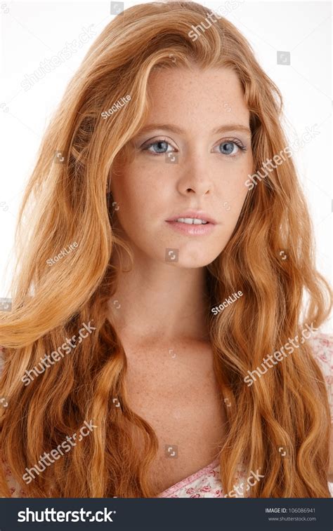 Not all curly hair types require the same care, treatments and products. Closeup Facial Portrait Of Attractive Redhead Girl With ...