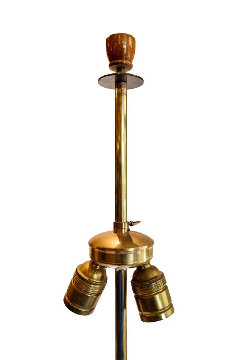 3d viewer is not available. Mid-Century Modern Teak and Brass Tripod Floor Lamp, Gio ...