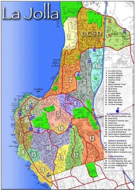 Karte der usa mit westküste überblick über alle staaten karte für jede der 50 bundesstaaten mit bezirken informationen zur hauptstadt, größten stadt, einwohner & spitzname jetzt. La Jolla map - Karte von La Jolla (Kalifornien - USA)