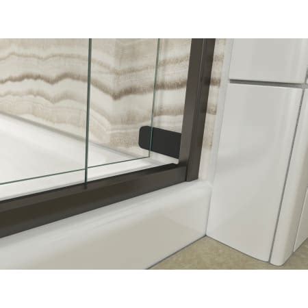 Frameless sliding bath door with crystal clear glass and towel bar in bright silver. Kohler K-706004-L-ABV Anodized Brushed Bronze Levity 62 ...