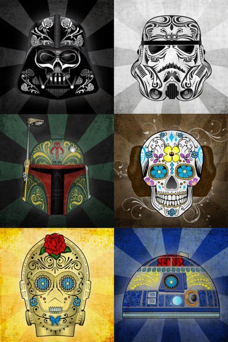 Can you correctly identify the star wars characters from their día de los muertos sugar skull artwork depictions? Dia De Los Muertos Crafts | Star wars sugar skull, Star wars art, Star wars day