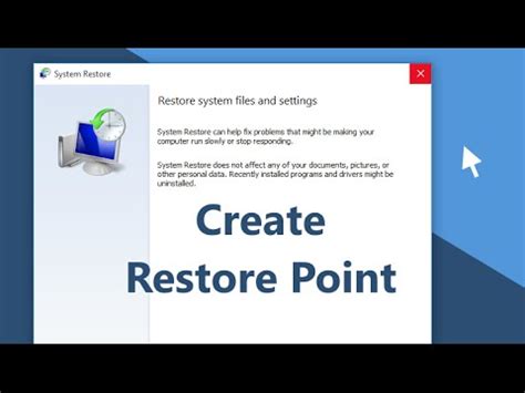 One of the unsung system features of microsoft windows is that it can take a snapshot of your operating system install at any point and restore to that point with just a few clicks of the mouse. Windows 10 - How to Create a System Restore Point - YouTube