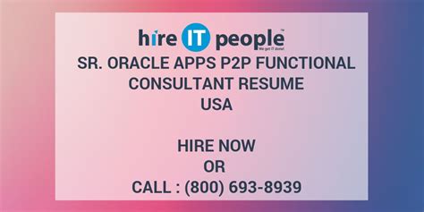 Still searching for your perfect position? Sr. Oracle Apps P2P Functional Consultant Resume - Hire IT ...