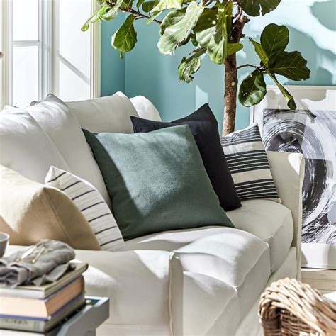 Place throw pillows on a bare sofa to spruce up the furniture's design. VIGDIS Cushion cover, pale green - IKEA | Green cushions living room, Green cushions, Ikea pillows