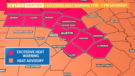 According to the national weather service, the heat warning goes into effect at 10 a.m. Dangerous heat: Excessive Heat Warning for the Austin area ...